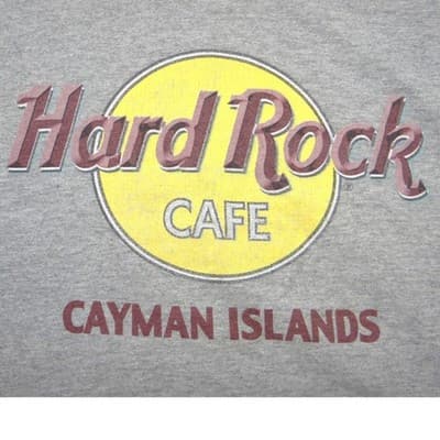 Hard Rock Cafe Cayman Islands Graphic Cropped T-Shirt Gray Women XL Boxy Raw Hem - Thumbnail 4