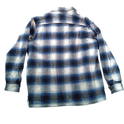 CE Schmidt Mens 2X Quilted Flannel Shirt Jacket Blue Plaid Workwear - Thumbnail 4