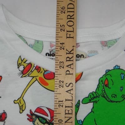 Nickelodeon 90s Cartoons All Over Print Shirt Mens Medium White Rugrats Reptar - Thumbnail 5