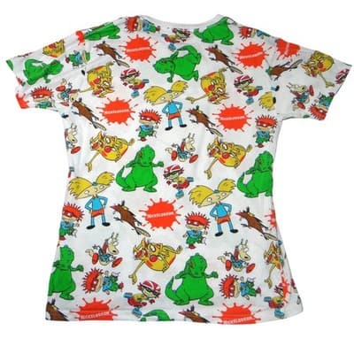 Nickelodeon 90s Cartoons All Over Print Shirt Mens Medium White Rugrats Reptar - Thumbnail 3