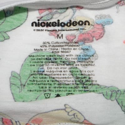 Nickelodeon 90s Cartoons All Over Print Shirt Mens Medium White Rugrats Reptar - Thumbnail 2