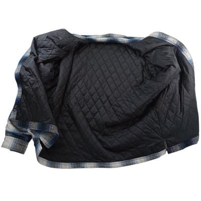 CE Schmidt Mens 2X Quilted Flannel Shirt Jacket Blue Plaid Workwear - Thumbnail 2