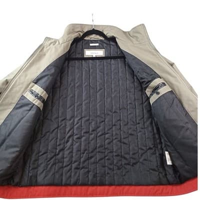 Perry Ellis Portfolio Dobby Tech Jacket Mens XXL Olive Taupe Full Zip Quilted - Thumbnail 2