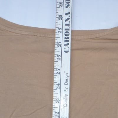 Express Womens Tan V-Neck Short Sleeve Relaxed Fit High-Low Hem Tee Size M - Thumbnail 6