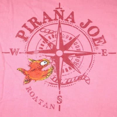 Piranha Joe Roatan Compass Graphic T Shirt Pink Short Sleeve Cotton Blend M - Thumbnail 4