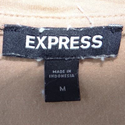 Express Womens Tan V-Neck Short Sleeve Relaxed Fit High-Low Hem Tee Size M - Thumbnail 2