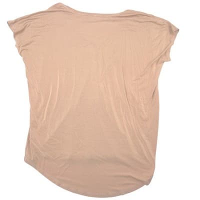 Express Womens Tan V-Neck Short Sleeve Relaxed Fit High-Low Hem Tee Size M - Thumbnail 3