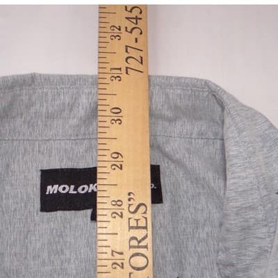 Molokai Surf Co Mens XL Heather Grey Paper Plane Print Short Sleeve Button Down - Thumbnail 7