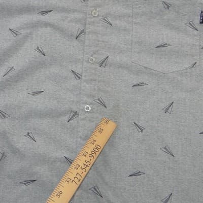 Molokai Surf Co Mens XL Heather Grey Paper Plane Print Short Sleeve Button Down - Thumbnail 4