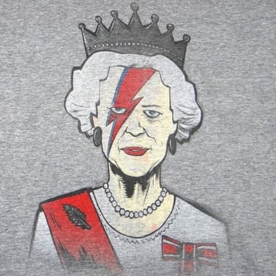 Yeomans Cask Lion Womens T Shirt Queen Elizabeth David Bowie Lightning Grey S - Thumbnail 5