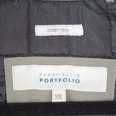 Perry Ellis Portfolio Dobby Tech Jacket Mens XXL Olive Taupe Full Zip Quilted - Thumbnail 3