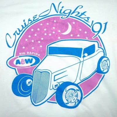Vintage 1991 Hanes A&W Cruise Nights Big Rapids Hot Rod T-Shirt Mens L - Thumbnail 4