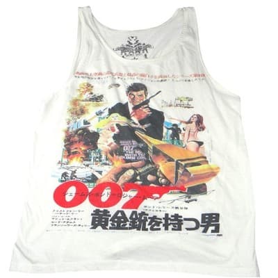 Mens 007 James Bond The Man With The Golden Gun Japanese Graphic Tank Top L