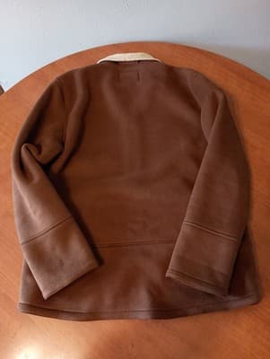 Lauren Ralph Lauren Faux Suede Zip Jacket Coat Women Medium Brown Sherpa Lining - Thumbnail 4