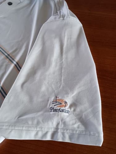 Footjoy Golf Shirt Polo Men's XL Light Blue Orange Stripes Stretch Logo - Thumbnail 6