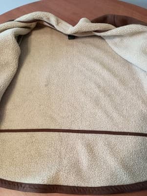 Lauren Ralph Lauren Faux Suede Zip Jacket Coat Women Medium Brown Sherpa Lining - Thumbnail 3