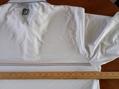 Footjoy Golf Shirt Polo Men's XL Light Blue Orange Stripes Stretch Logo - Thumbnail 10