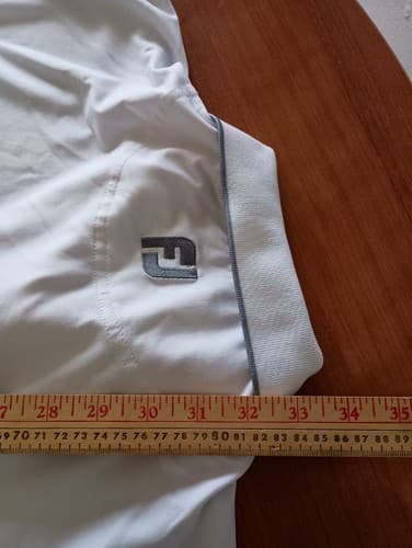 Footjoy Golf Shirt Polo Men's XL Light Blue Orange Stripes Stretch Logo - Thumbnail 11