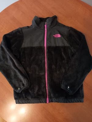 The North Face Denali Plush Jacket Girls Black Fuschia Pink Size Large 14/16