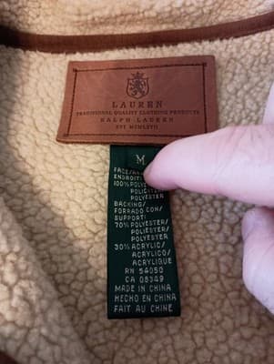 Lauren Ralph Lauren Faux Suede Zip Jacket Coat Women Medium Brown Sherpa Lining - Thumbnail 2