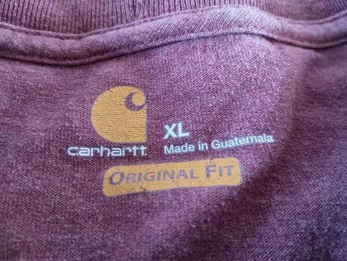 Carhartt Shirt Mens XL Maroon Short Sleeve Crew Neck Original Fit Cotton Logo - Thumbnail 2