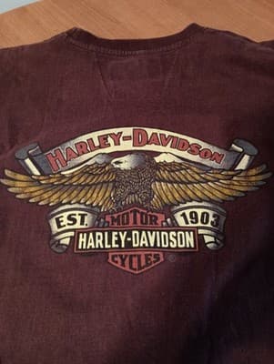 Harley Davidson Vintage Long Sleeve Shirt Mens XL Maroon Eagle 2004 Heavy Duty - Thumbnail 3