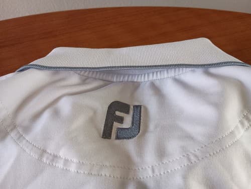 Footjoy Golf Shirt Polo Men's XL Light Blue Orange Stripes Stretch Logo - Thumbnail 9