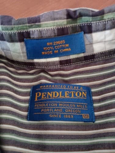 Pendleton Button Down Shirt Mens Medium Plaid Check Long Sleeve 100% Cotton - Thumbnail 4