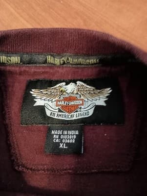 Harley Davidson Vintage Long Sleeve Shirt Mens XL Maroon Eagle 2004 Heavy Duty - Thumbnail 2