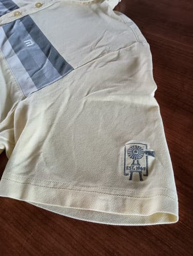 Travis Mathew Polo Shirt Men's XL Yellow Grey Stripes Pima Cotton Golf Stretch - Thumbnail 4