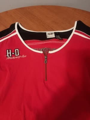 Harley Davidson Womens XL Quarter Zip 2011 Red Embroidered Long Sleeve Shirt - Thumbnail 3