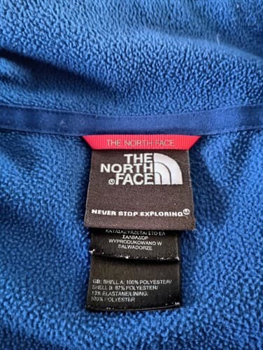 The NORTH FACE Mens Sweater XL Blue Full Zip Mock Neck Polyester Fleece Pockets - Thumbnail 2
