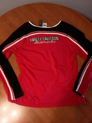 Harley Davidson Womens XL Quarter Zip 2011 Red Embroidered Long Sleeve Shirt - Thumbnail 4