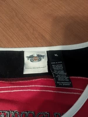 Harley Davidson Womens XL Quarter Zip 2011 Red Embroidered Long Sleeve Shirt - Thumbnail 2