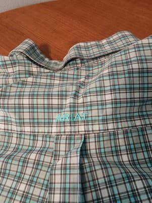 Ariat Pro Series Men’s Short Sleeve Button Up Shirt Plaid Blue Size Medium - Thumbnail 4