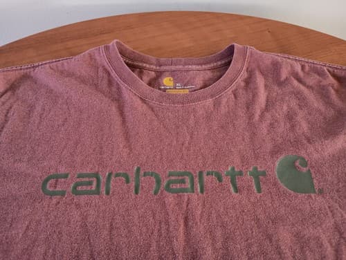 Carhartt Shirt Mens XL Maroon Short Sleeve Crew Neck Original Fit Cotton Logo - Thumbnail 3