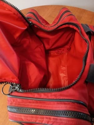 Lands End Direct Merchants Vintage Duffle Bag Red Adjustable Shoulder Strap - Thumbnail 5