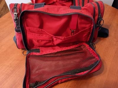 Lands End Direct Merchants Vintage Duffle Bag Red Adjustable Shoulder Strap - Thumbnail 6
