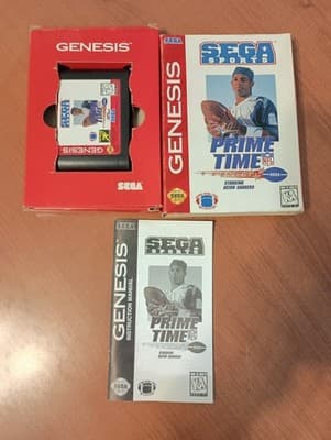 CIB Prime Time NFL Starring Deion Sanders (Sega Genesis, 1995) Complete *TESTED*