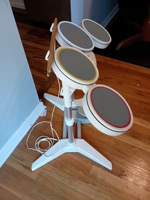 Harmonix Nintendo Wii Rock Band Drum Set And Pedal Model 19092 Wired USB Works - Thumbnail 5