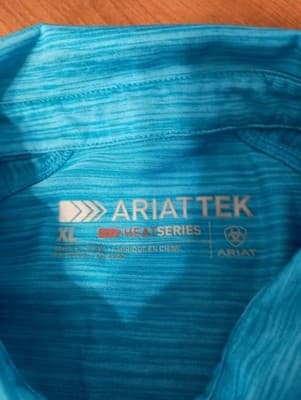 ARIAT TEK Heat Series Men's Light Blue Performance Polo Shirt Size XL - Thumbnail 3