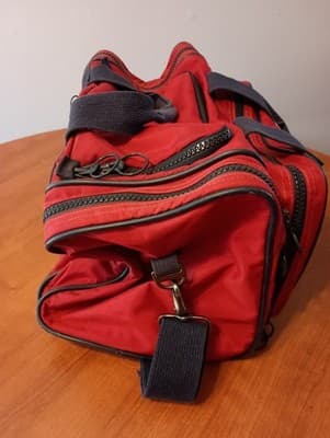 Lands End Direct Merchants Vintage Duffle Bag Red Adjustable Shoulder Strap - Thumbnail 2