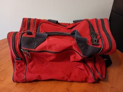 Lands End Direct Merchants Vintage Duffle Bag Red Adjustable Shoulder Strap - Thumbnail 3