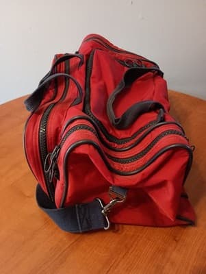 Lands End Direct Merchants Vintage Duffle Bag Red Adjustable Shoulder Strap - Thumbnail 4