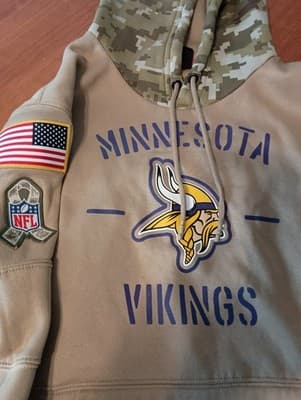 Minnesota Vikings Hoodie Mens M Nike Dri Fit Salute To Service Camo NFL Fleece - Thumbnail 2