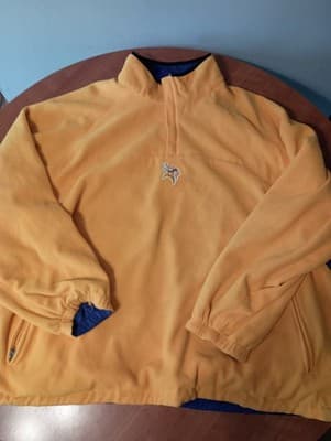 Minnesota Vikings NFL Fleece Sweater Mens 3XL Reversible Full Zip Yellow Purple - Thumbnail 4
