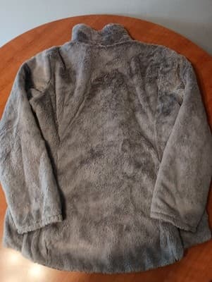 The North Face Womens Jacket XL Reversible Full Zip Puffer Sherpa Black Silver - Thumbnail 2