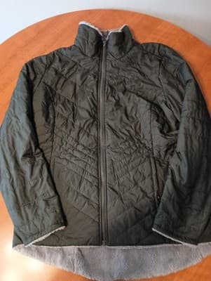The North Face Womens Jacket XL Reversible Full Zip Puffer Sherpa Black Silver - Thumbnail 3