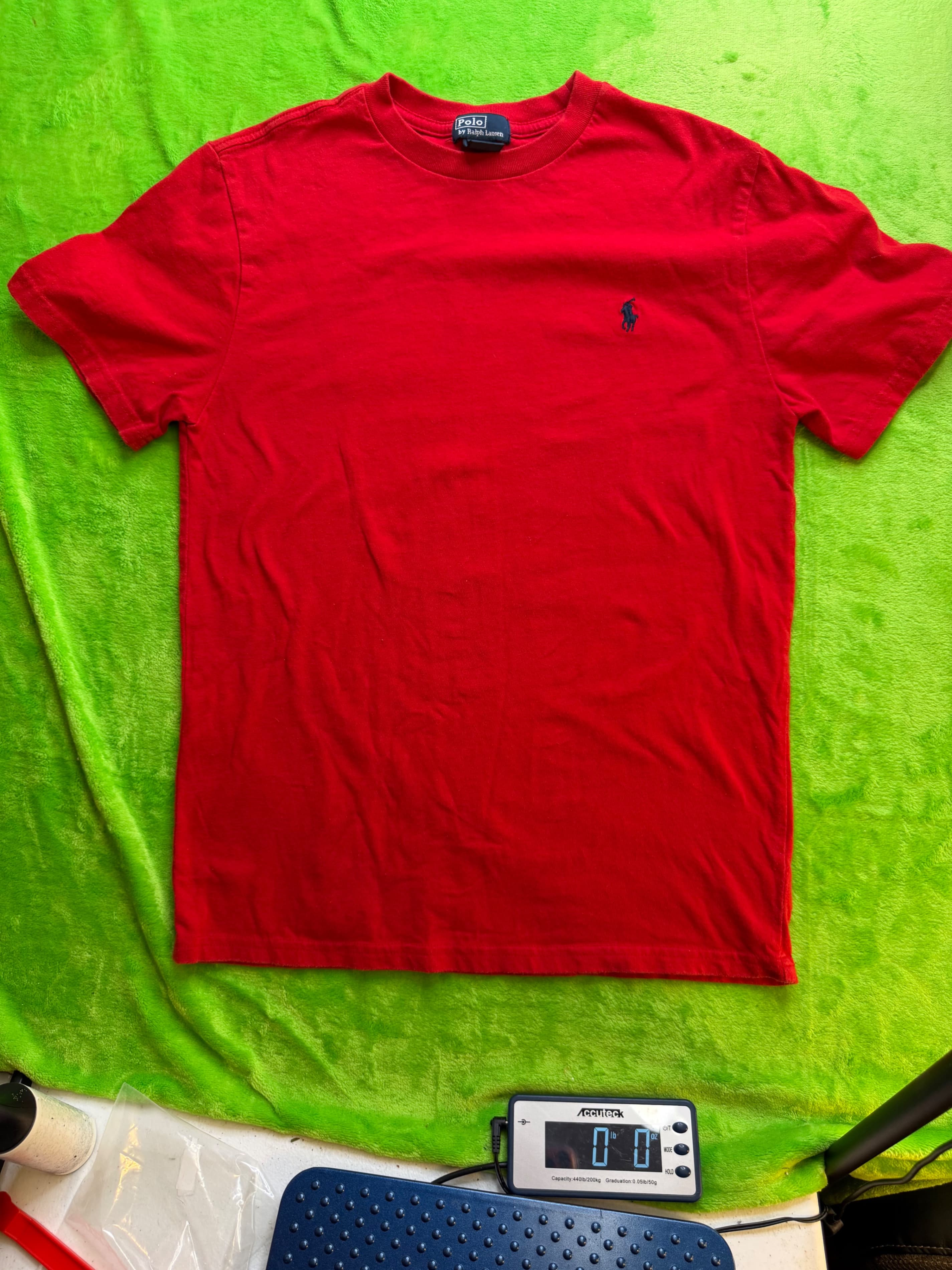 Polo Ralph Lauren Boys SS Crew Neck T-Shirt Sz L 14-16 Red Navy Pony