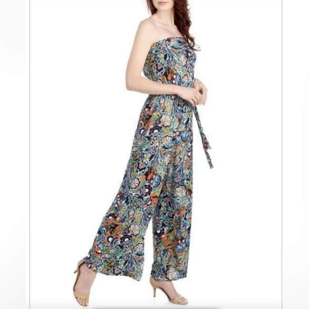 MSK Floral Paisley Strapless Jumpsuit New! XL - Thumbnail 2